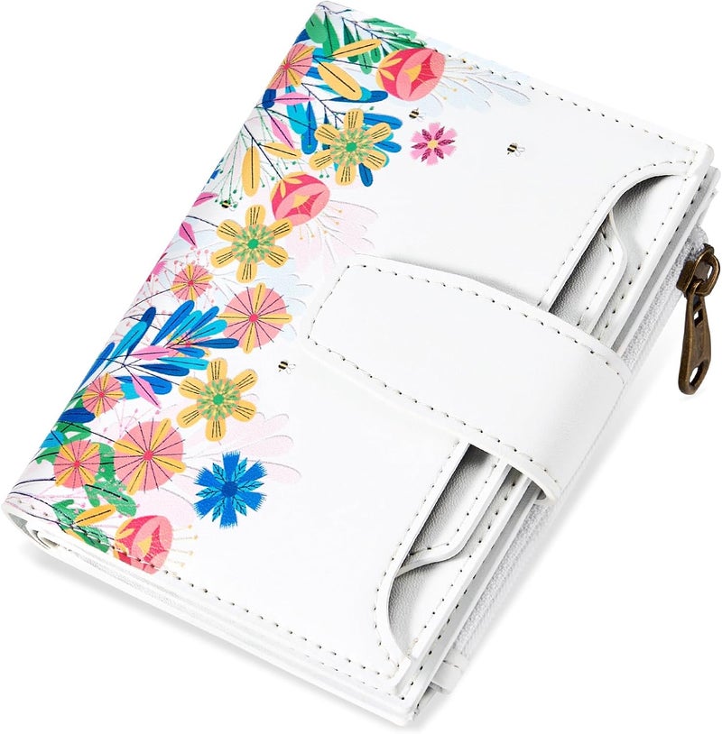 Airkit Small Wallet Women RFID Blocking Leather Bifold Compact Card Holder Wallet for Women with Zipper Coin Pocket 4 ID Window - Image 1